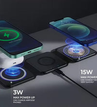15W Wireless Triple Magnetic Charging Pad – Fast Wireless Charger, Tri-Fold Design & 1-Year Warranty