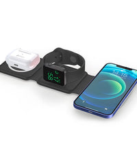 15W Wireless Triple Magnetic Charging Pad – Fast Wireless Charger, Tri-Fold Design & 1-Year Warranty